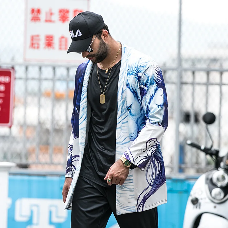 

Plus size men's clothing autumn and winter fat men plus size mid-length cardigan fat man cloak jacket