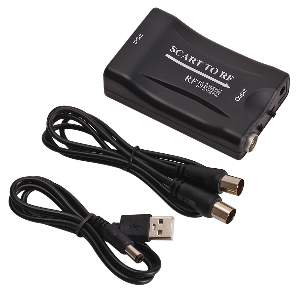 Высококлассный преобразователь SCART в RF Аудио Видео AV сигнальный адаптер ресивер