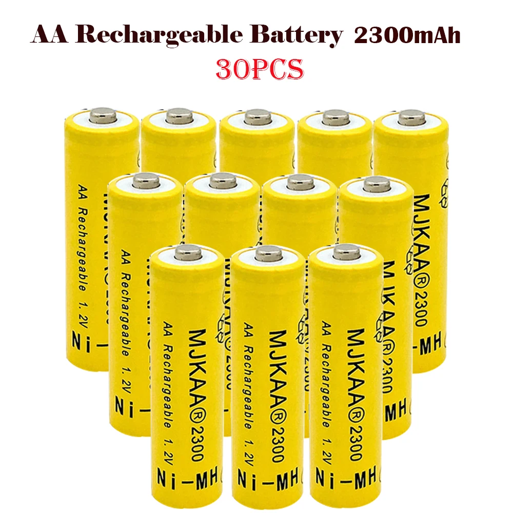 

30PCS AA 2300mAh Ni-MH Rechargeable Battery 1.2V High Quality 2A Rechargerable Batteries For Remote Control Pre-Charged