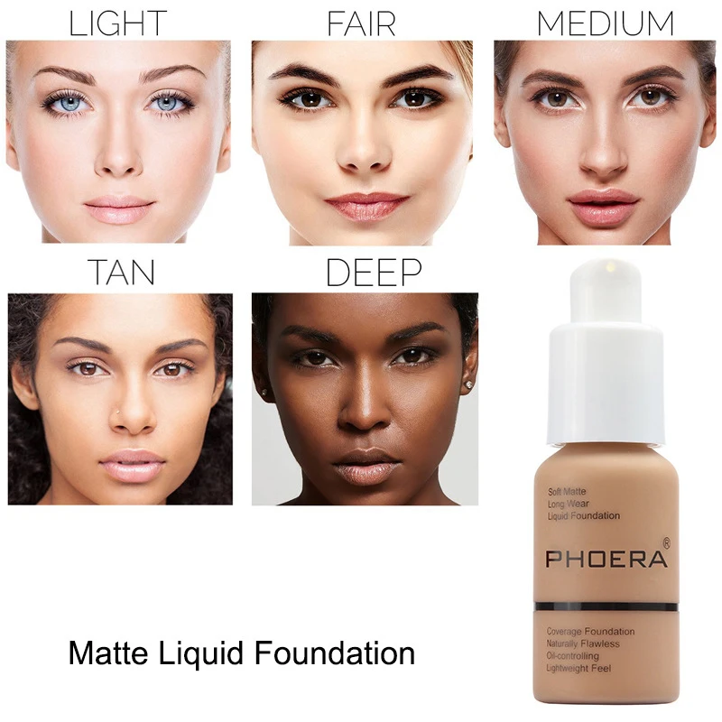 

30ml Face Foundation Base Long Wear Moisturizer Oil Control Concealer Soft Matte Liquid Foundation Cream Long Lasting 24 Hours