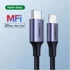 Кабель Ugreen MFI для iPhone 11, xs, xr, 8, 7, 6s plus, 5SE, кабель для быстрой зарядки для apple ipad, 90 градусов, PD зарядное устройство