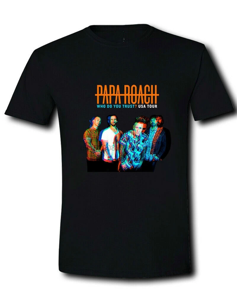 Черная футболка с надписью Papa Roach Who Do You Trust Tour Rock Band Размеры S-3XL мужская и женская