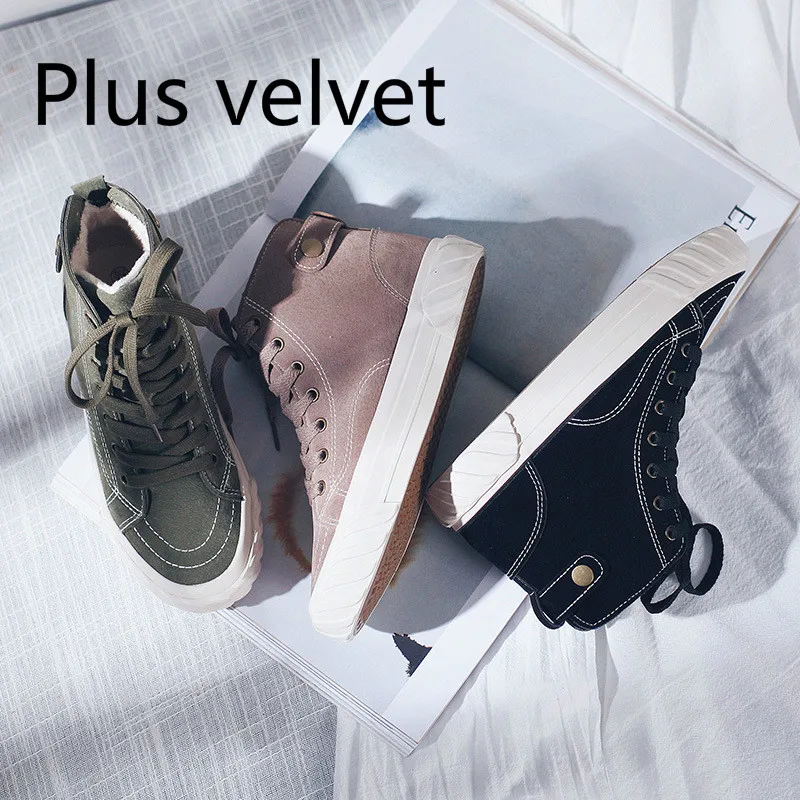Женские зимние высокие кроссовки 2020 повседневная обувь из хлопка на плоской