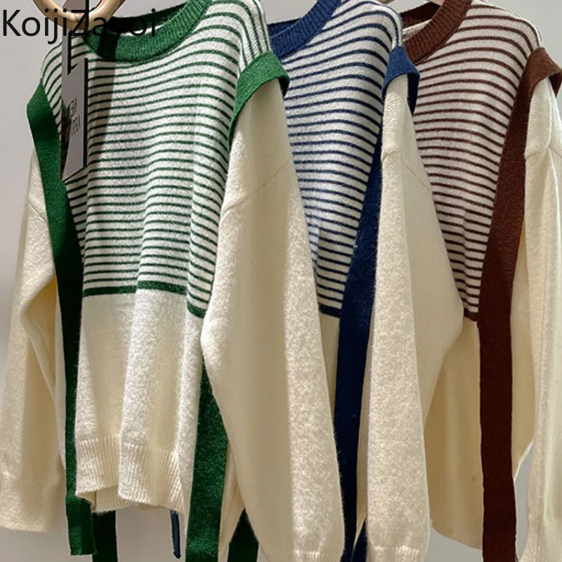 

Женский свитер в стиле пэчворк Koijizayoi, модные женские повседневные свободные пуловеры, шикарные свитера в японском стиле, Прямая поставка, д...