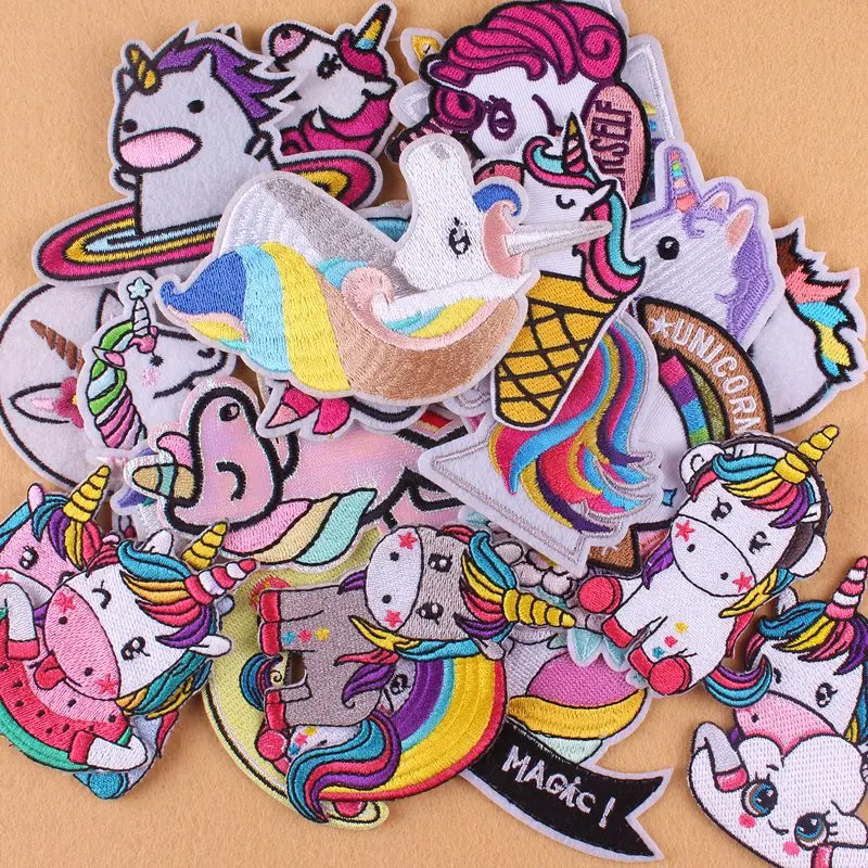Нашивки в форме единорога для милых животных нашивки одежды с вышивкой детской
