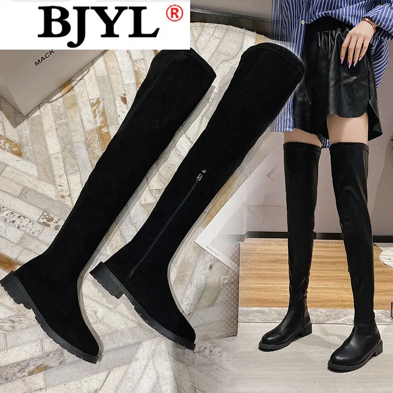 Новинка 2020 зимние женские сапоги модные выше колена на толстом каблуке молнии