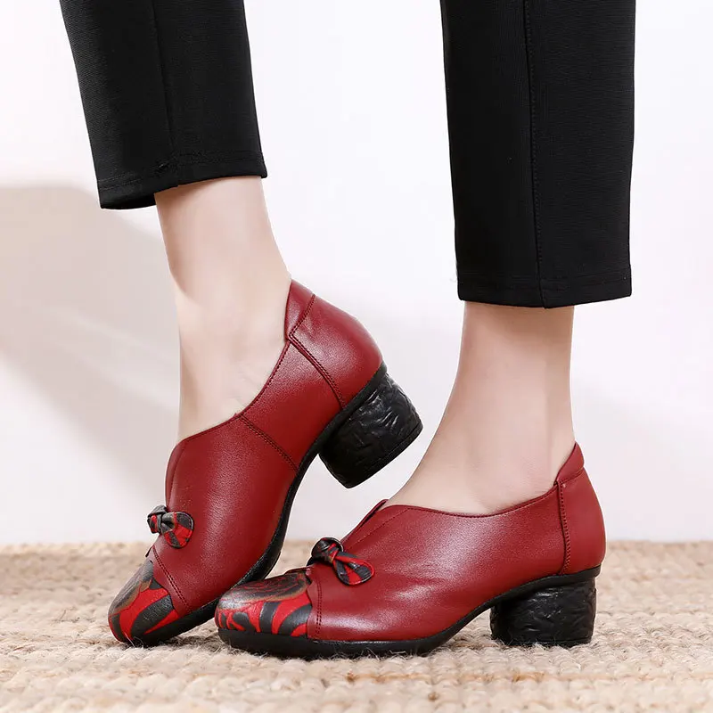 Xiuteng Mon Style размера плюс 41 на массивном каблуке для зрелых офисных дам женская