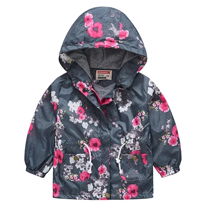 as the picture Girls Hooded Coats Fashion Printed Long Sweatshirt Windbreaker For Girls Autumn Outerwear Kids Wind Coat Children Clothing - Цвет: as the picture