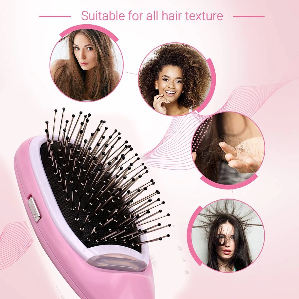 

Ionic Hair Brush Portable Electric Magic Negative Ion Hair Comb Anti-static Massage Hairbrush Take Out Frizz Hair Brush