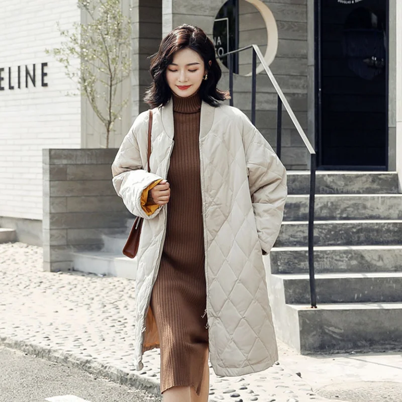 2019 winter new style light and thin down jacket medium popular women coat mock neck loose Korean version lady clothes | Женская одежда