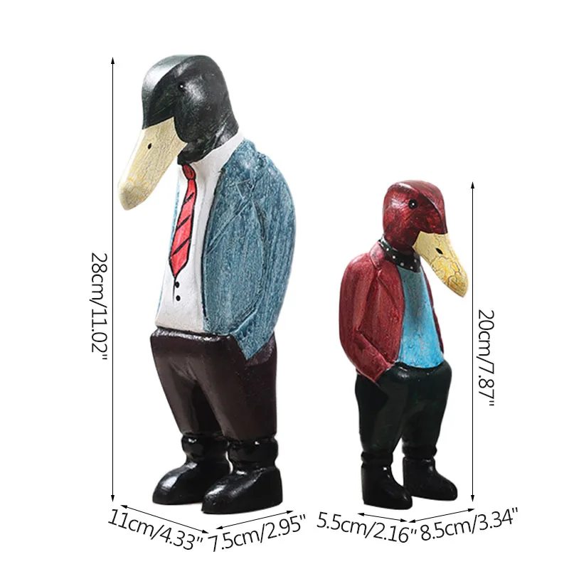 

Nordic Creative Cool Duckman Figurine Miniature Model Modern Art Wood Animal Figurine Ornament Home Decoration Accessories