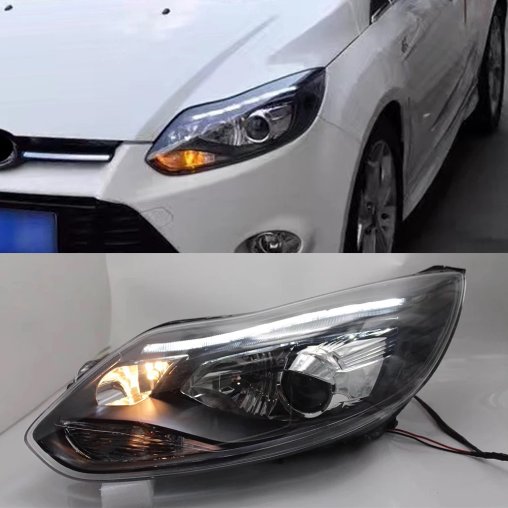 1Pair Car Styling for focus ST Style LED DRL H7 Hid Option Angel Eye Bi Xenon Beam for Ford Focus 3 LED Headlight 2012 2013