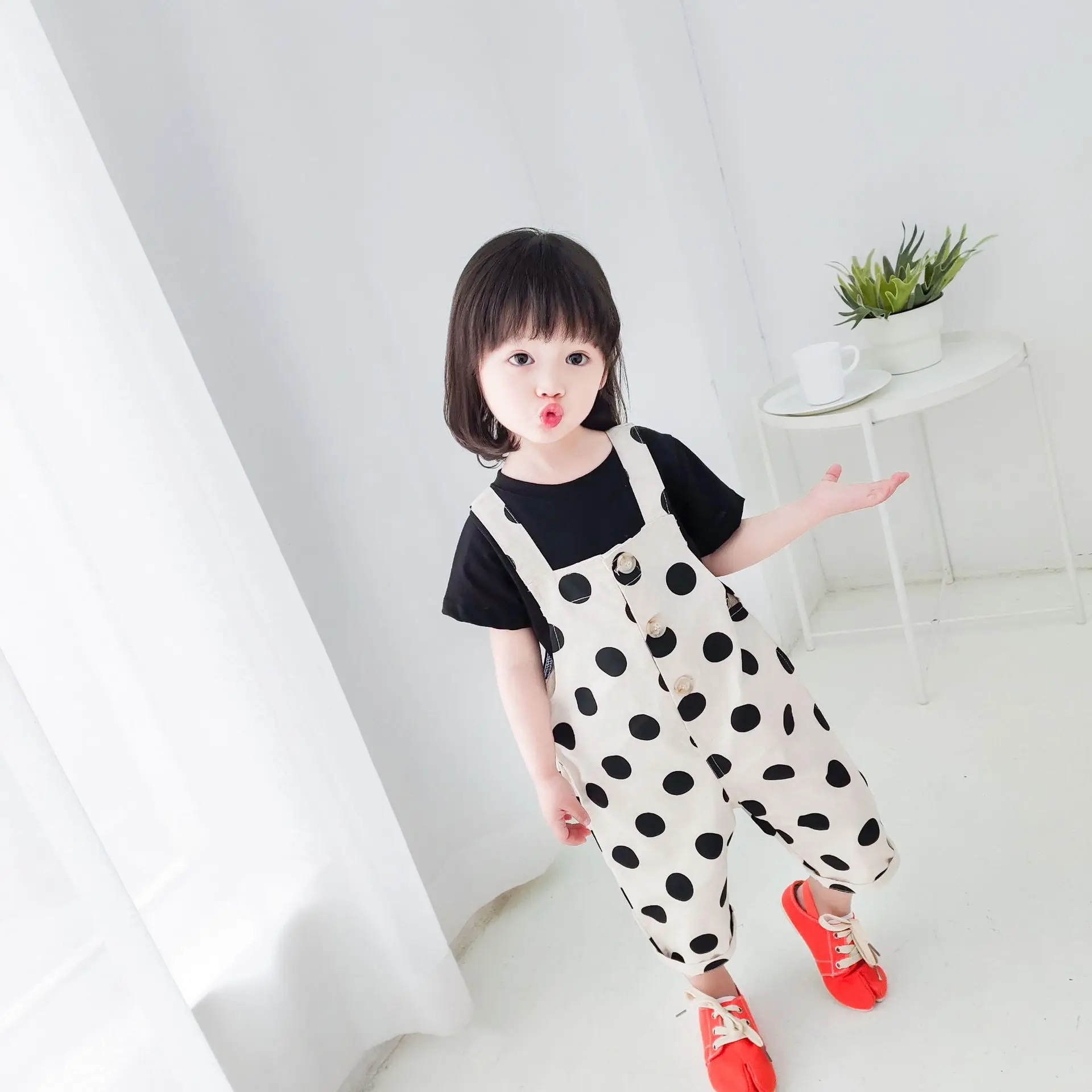 Весенний Свободный комбинезон с принтом в горошек для мальчиков и девочек 2020