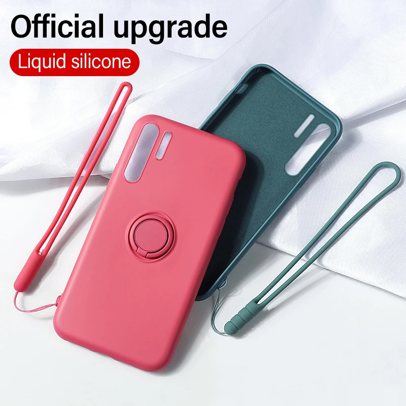Ultra-thin Silicone Magnetic Phone Case For Huawei P40 P30 P20 Lite Mate 30 20 Pro Honor Ring Bracket Cover