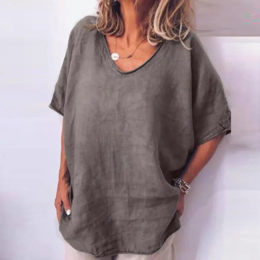 Летняя повседневная женская футболка с круглым вырезом короткий рукав хлопок