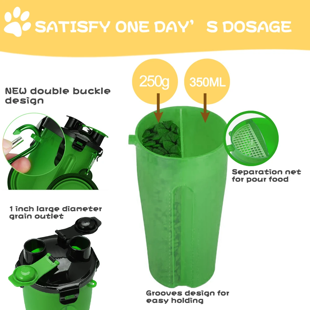 Hoomall Складная миска для собаки 2 в 1 ПЭТ бутылка для воды контейнер для продуктов миска для путешествий на открытом воздухе Складная Силиконовая тарелка для кормушка для кошек и собак чашка
