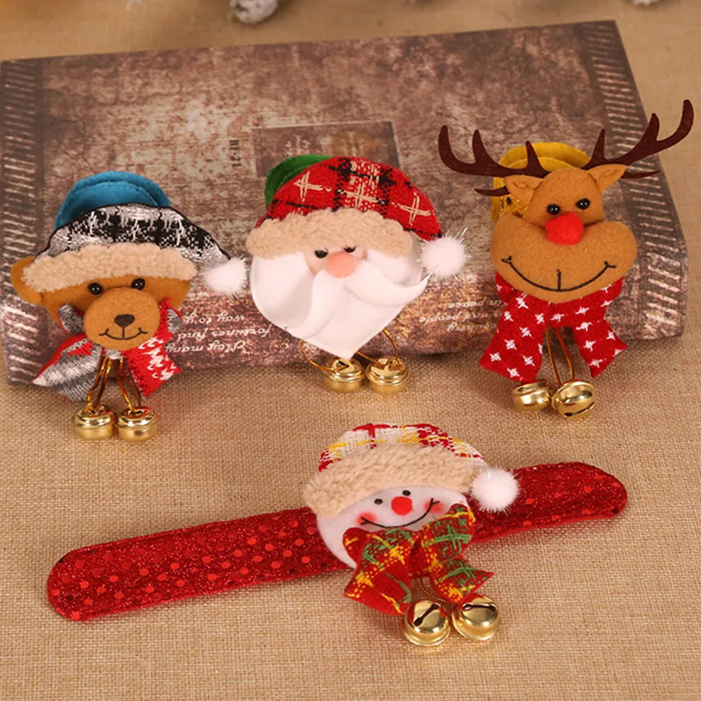 Светодиодный браслет с рождественским похлопыванием часы для детей Санта-Клаус