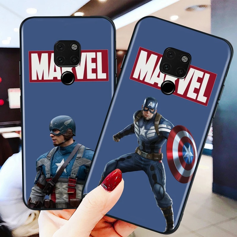 

Marvel Captain America for huawei Mate 10 20 30 40 Lite Pro X Lite RS Plus TPU Black Phone Case