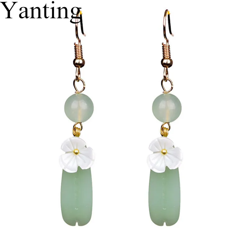 Yanting Glass Glazed Tassel Earrings Female Gifts For Women Handmade Jewelry Ethnic Earrings Shell Flower Earring Hanging 0137