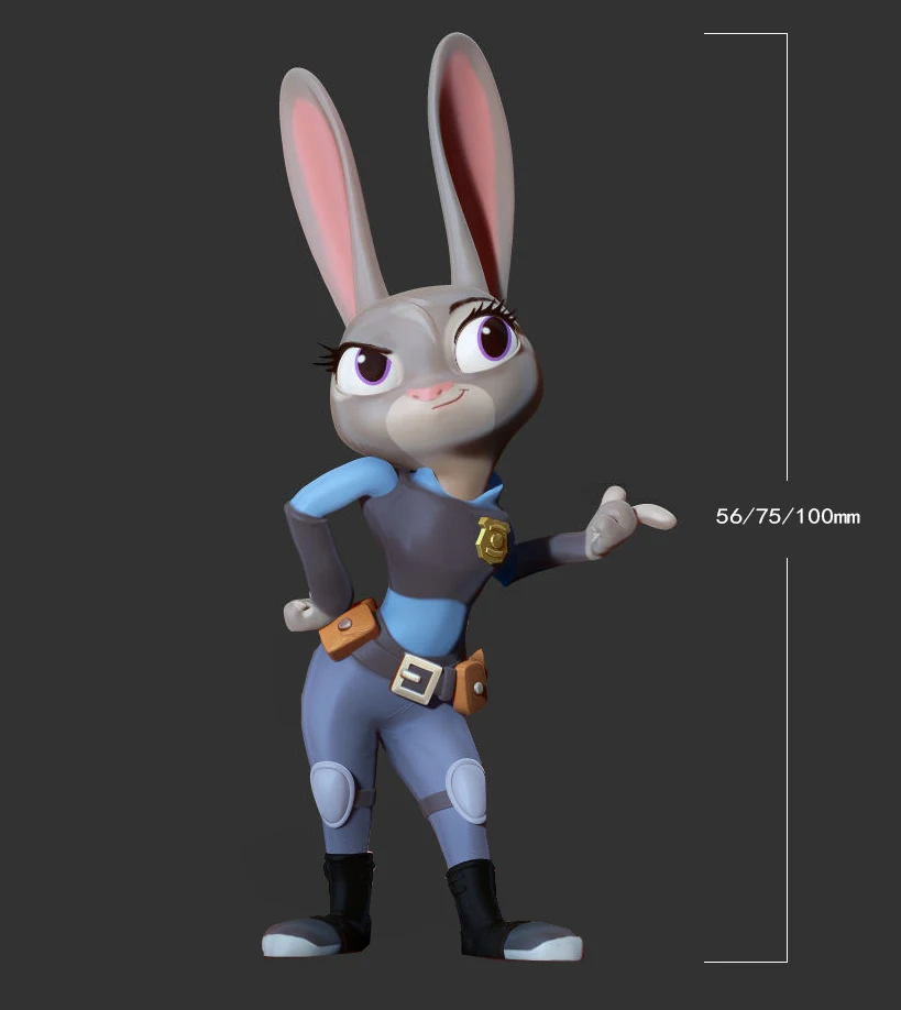 

75mm 100mm Resin Model Lovely Rabbit Judy Figure Unpainted No Color DW-052
