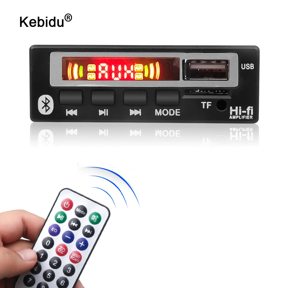 Kebidu Bluetooth 5 0 цветной экран MP3 WMA WAV декодер плата в 12 В беспроводной аудио модуль USB TF