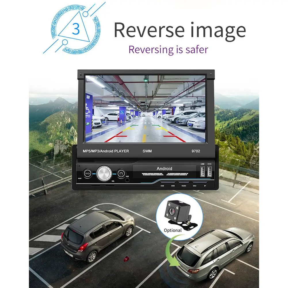 Радио автомобиля 7 дюймов Android GPS навигации радио Wi Fi зарядка через USB 1 Din HD