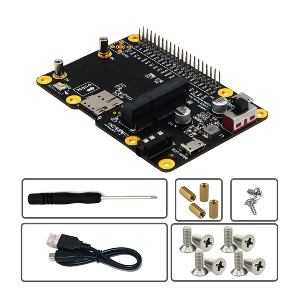 

Mini 3G/4G/LTE Module HAT Portable Size USB Expansion Board With SIM Card Slot Vertical Adapter Card For Raspberry Pi