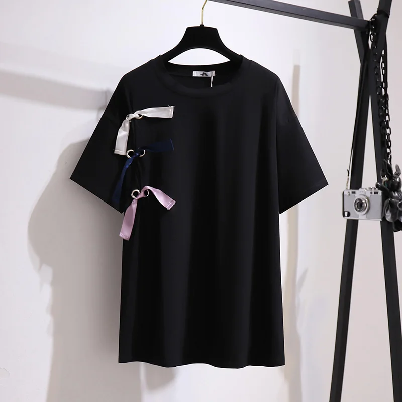 

Женская блуза с круглым вырезом и коротким рукавом, размеры 2XL-6XL