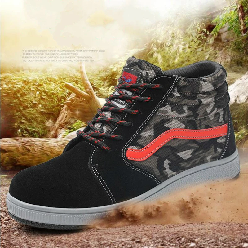 

new design men fashion large size steel toe cap working safety boots autumn winter flats platform security shoes seguridad mans