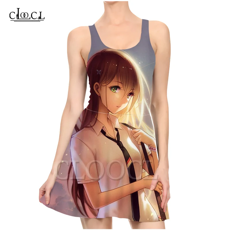 Женское платье без рукавов CLOOCL Повседневные Вечерние платья с 3D принтом лето