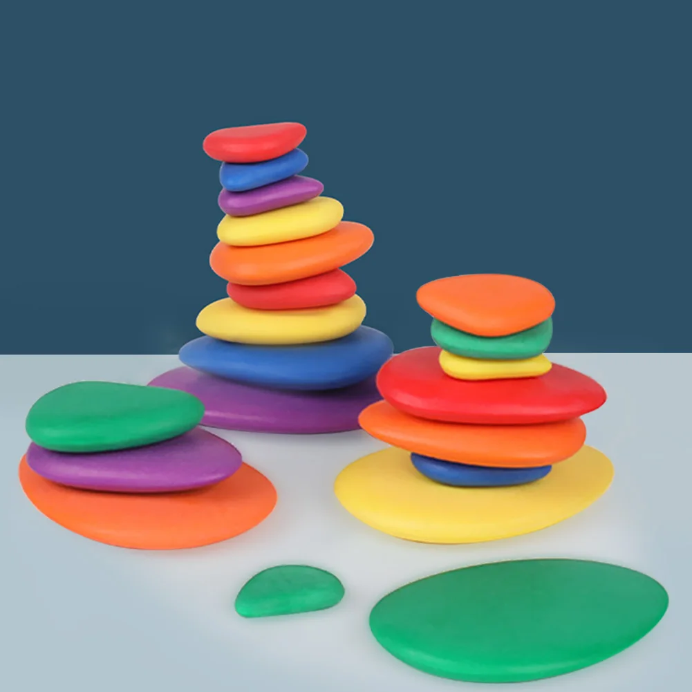 

Creative Wooden Stacking Game Stone Building Block Children Montessori Toys Gift Game Beneficial Intelligence Toddler Aids