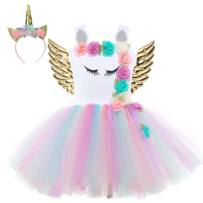 Платье-пачка для девочек с единорогом цветами дня рождения Хэллоуина 2021 | Детская