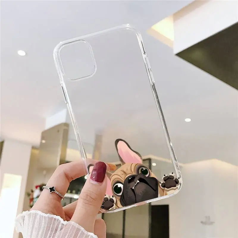 

cute funny cartoon dog Phone Case Transparent for iPhone 6 7 8 11 12 s mini pro X XS XR MAX Plus SE cover funda