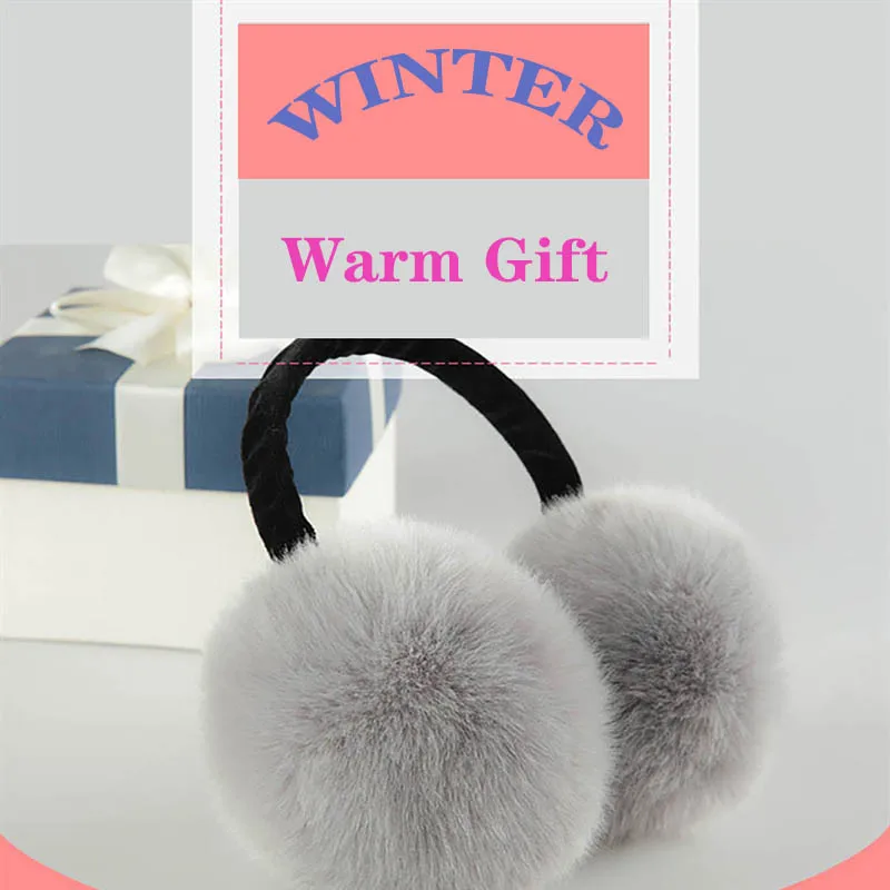 Зимние наушники из искусственного кроличьего меха женские плюшевые унисекс