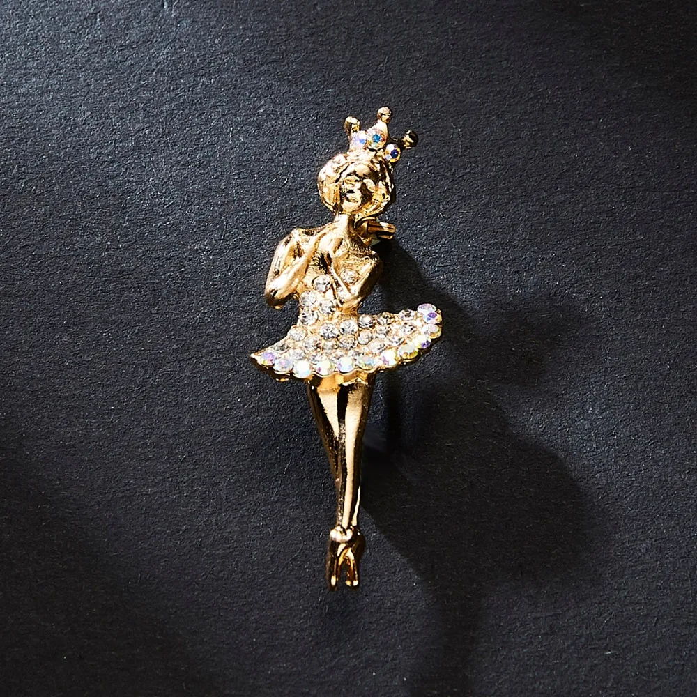 Мода Rhinestone танцы мальчик и девочка чертежное масло фигурка персонажа брошка заколка для женщин Девушка эмаль платье маленькое платье аксессуары