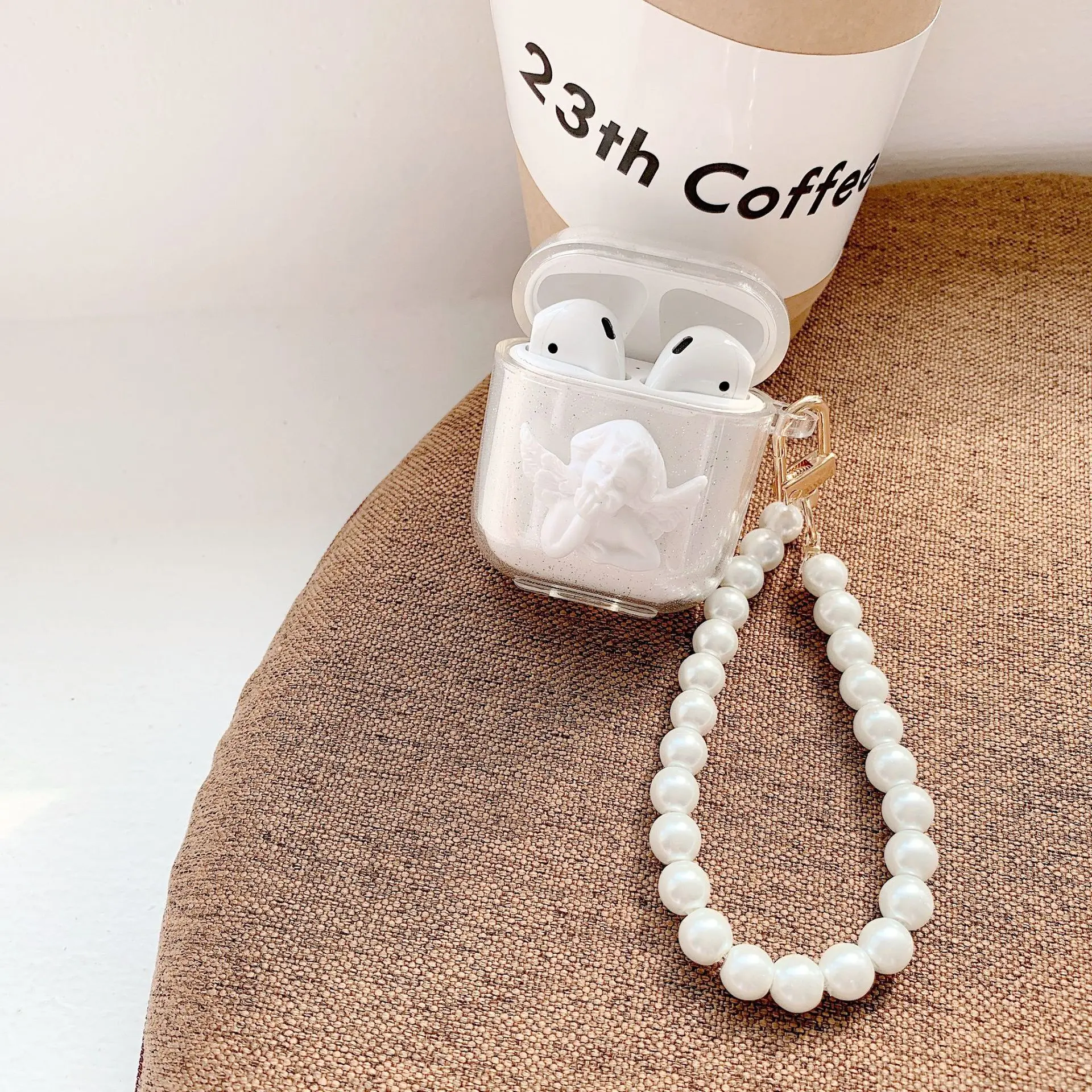 Новинка чехол с ангелом оригинальный жемчужный браслет блестящий для