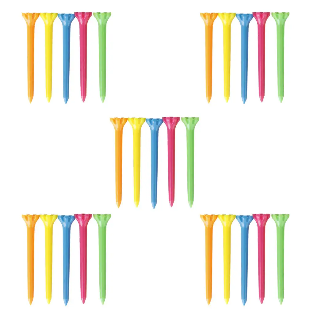 

25PCs 7 Prong 2 5/8' Assorted Colors Plastic Golf Tees 67mm Golfer Accessories