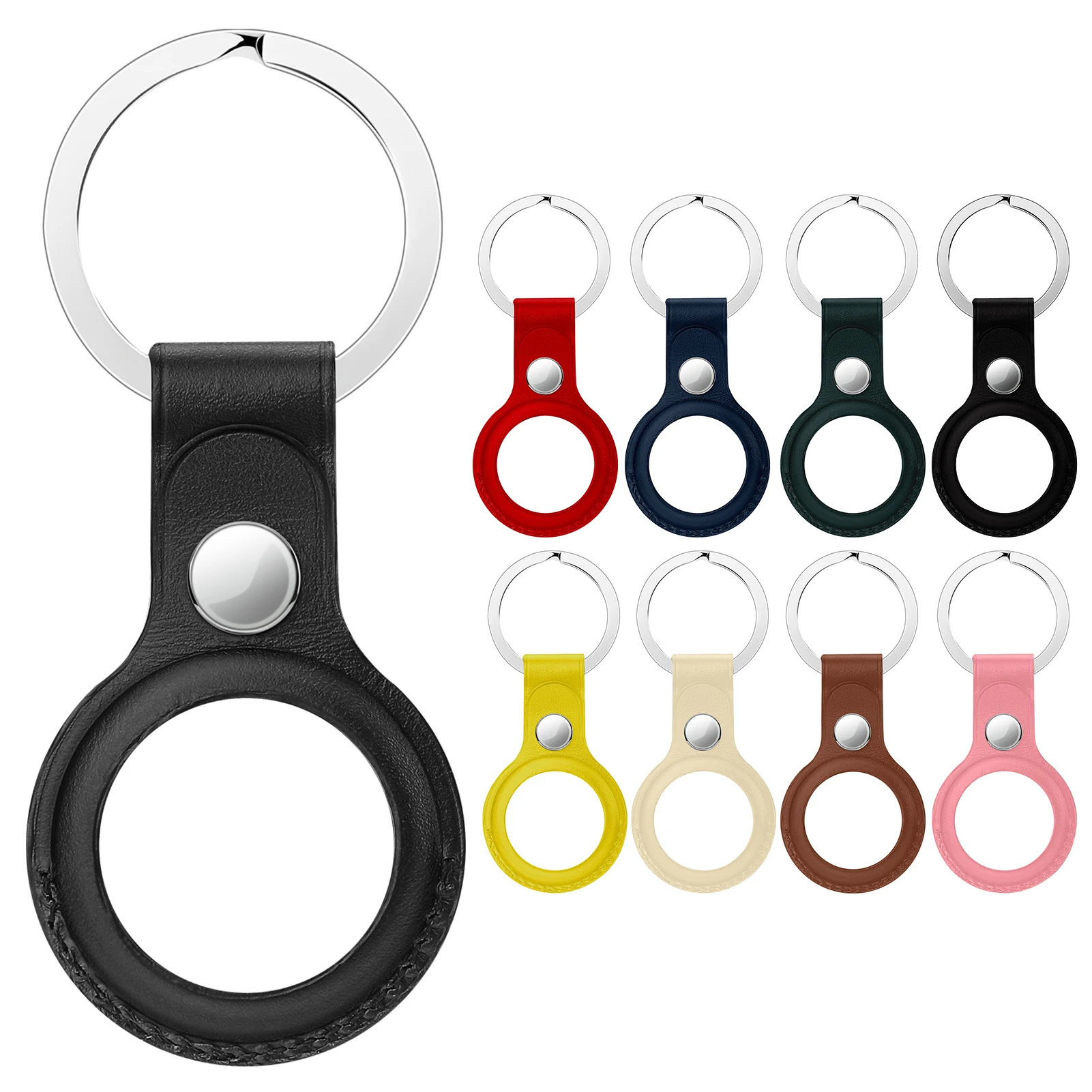

Protective Case with Key ring Anti-scratch Portable Accessories Genuine leather Protector Cover For Air Tags
