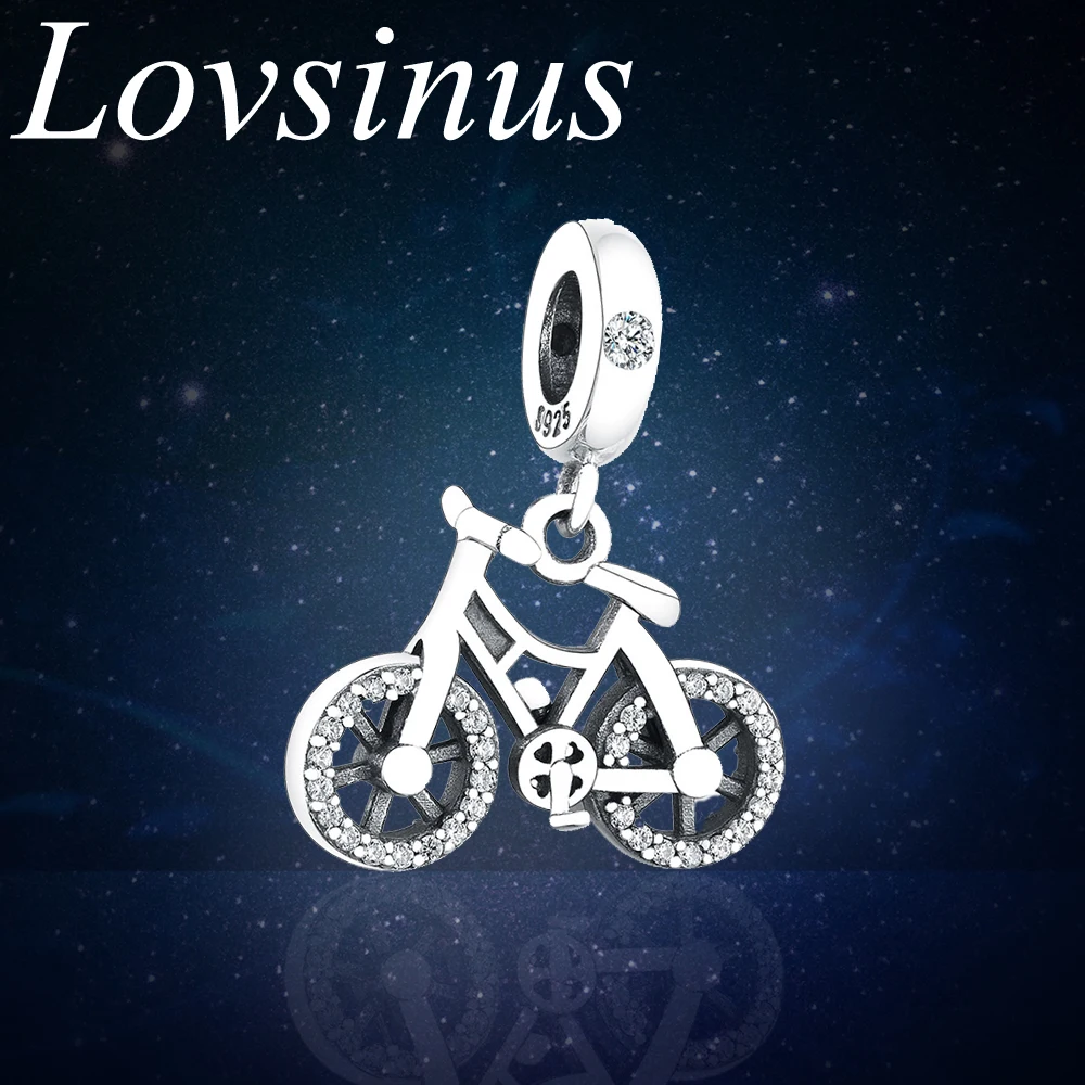

2019 New 100% 925 Sterling Silver Brilliant Bicycle Dangle Charms Fit Original Europe Charms Bracelets For Women Jewelry Making