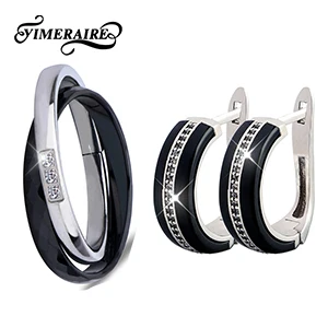 Горячие двойные круглые кольца и Кристальные керамические серьги u-образной