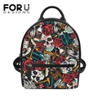 FORUDESIGNS мексиканский День мертвых черепов, Женский мини-рюкзак с принтом, кожаный мягкий рюкзак для девушек колледжа, многофункциональный рюкзак