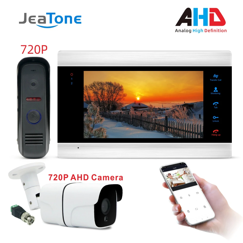 Видеодомофон JeaTone с Wi Fi дверной звонок динамик 720P AHD панель для звонков + 7 дюймовый