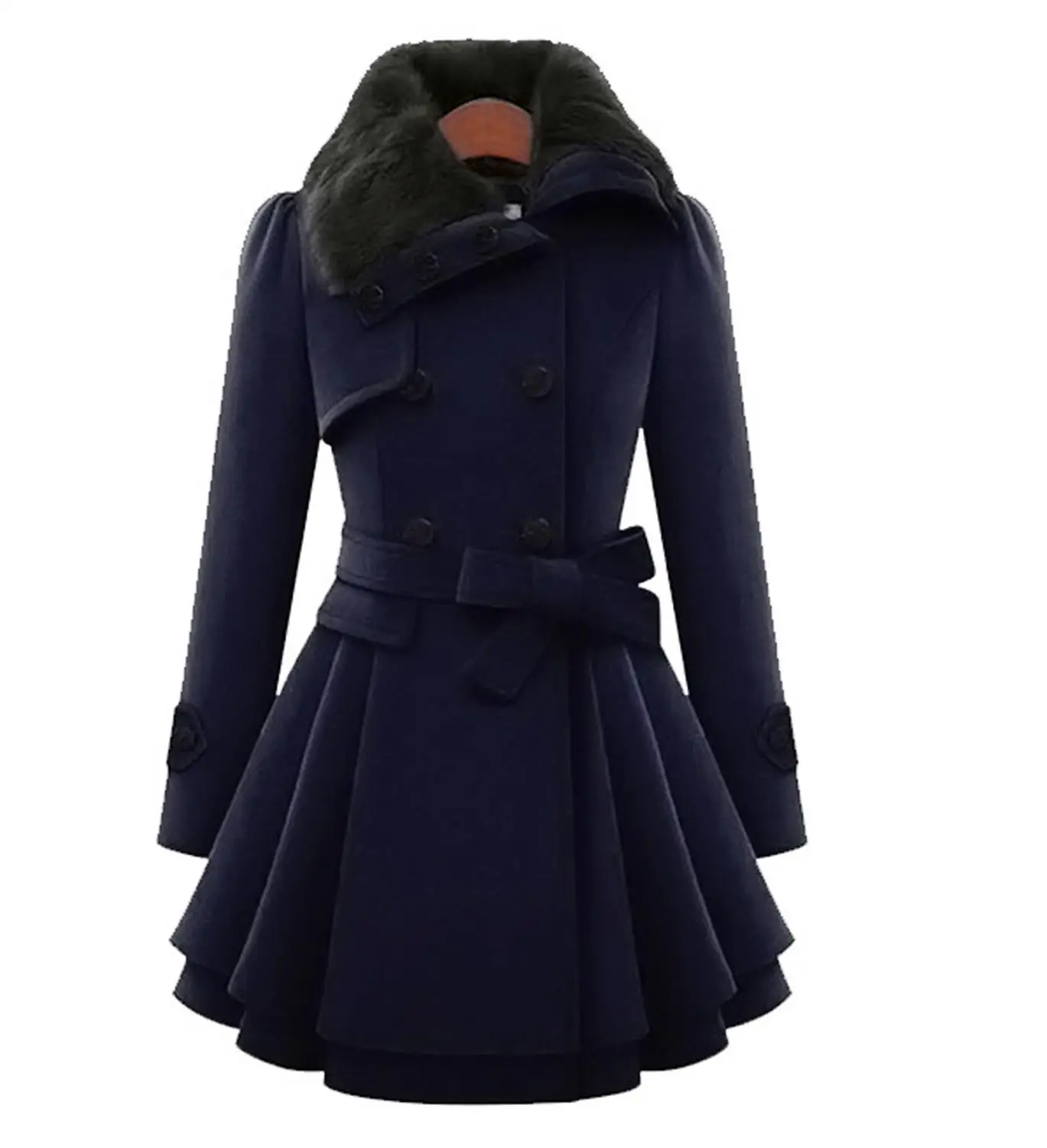 

2019 Women Woolen Coat Plus Size 5XL Fashion Winter Thick Warm Windbreaker Outwear Button Closure Asymmetrical Hem Cloak Coat