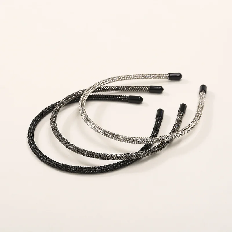 Модный Блестящий обруч для волос Стразы женский тонкий из сплава золотой