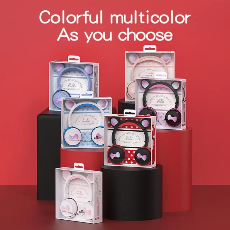 

Bear Ears Earphones Wireless Headphones Music Stereo Bluetooth-compatible Gaming Headphone With Mic Fone Gamer Headset Kid Gifts