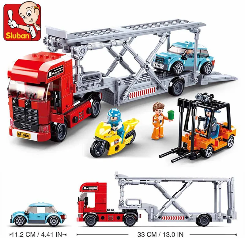 

542 шт. Sluban строительные блоки городской Инженерная серии автовоз вилочный погрузчик модель сборки развивающие игрушки для детей