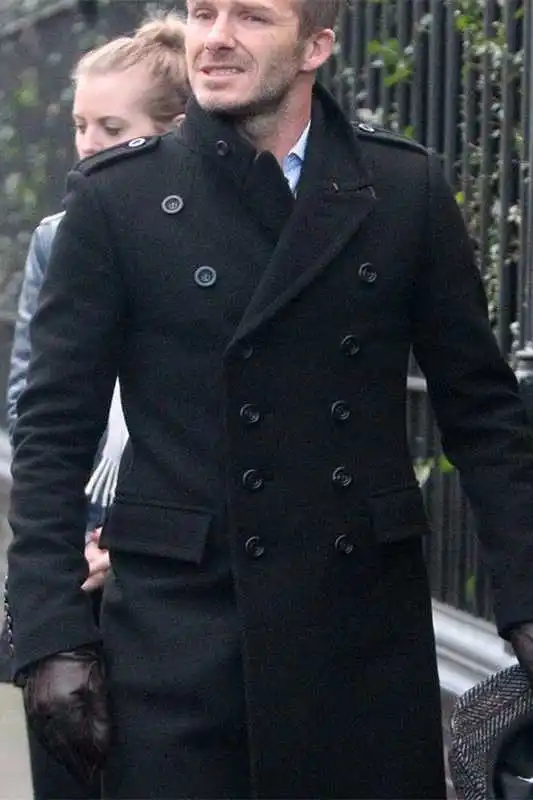 

Men Long Wool Coat Beckham's Same Style 2021 Autumn And Winter Mid-length Slim Black Double-breasted Woolen Trench Large Size