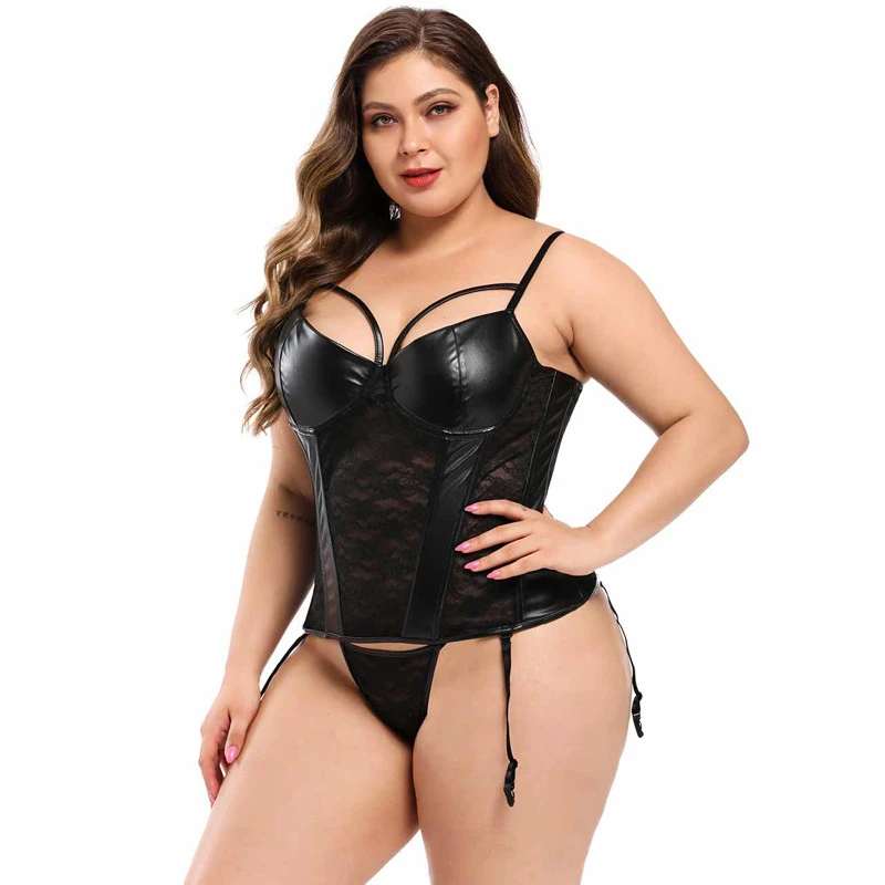 Comeonlover кружевной корсет бюстье черный из искусственной кожи высококачественный
