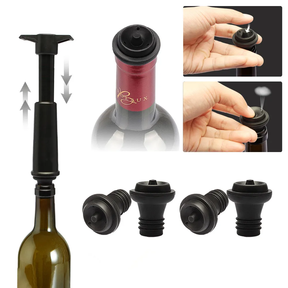 

Red Wine Vacuum Stopper Silicone Wine Bottle Cap Champagne Stopper Red Airless Bottle Stopper 7 Pieces liquor accessories