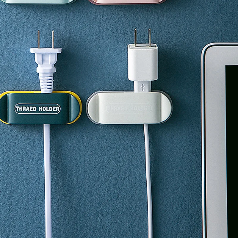 

4 Pcs Wall Mounted Hooks Wall Storage Hooks Cable Organizer Strong Adhesive Hook Power Plug Hook Socket Hanger Holder